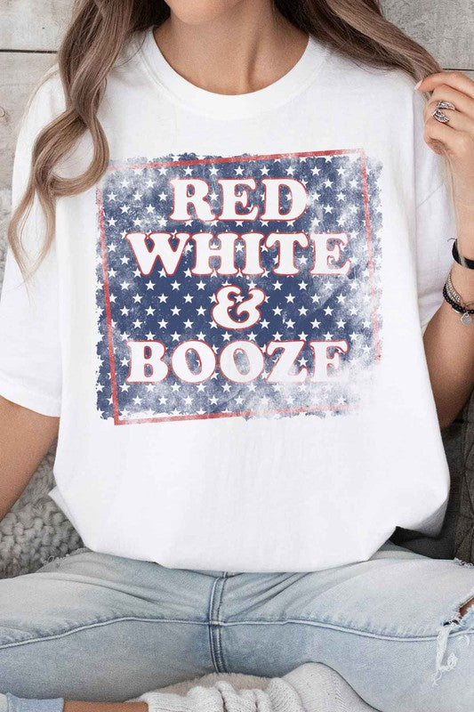 RED WHITE AND BOOZE USA GRAPHIC TEE