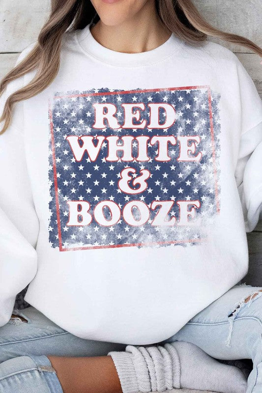 RED WHITE AND BOOZE USA GRAPHIC SWEATSHIRT