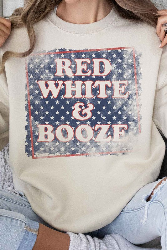 RED WHITE AND BOOZE USA GRAPHIC SWEATSHIRT