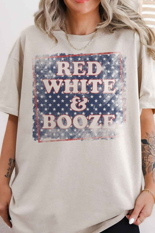 RED WHITE AND BOOZE USA OVERSIZED GRAPHIC TEE