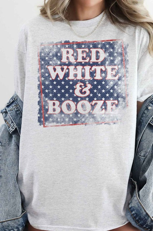 RED WHITE AND BOOZE USA OVERSIZED GRAPHIC TEE