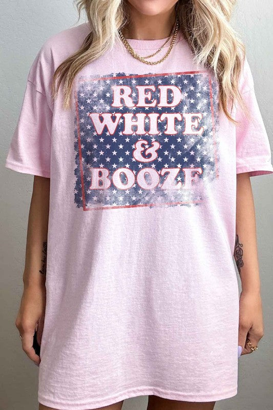 RED WHITE AND BOOZE USA OVERSIZED GRAPHIC TEE