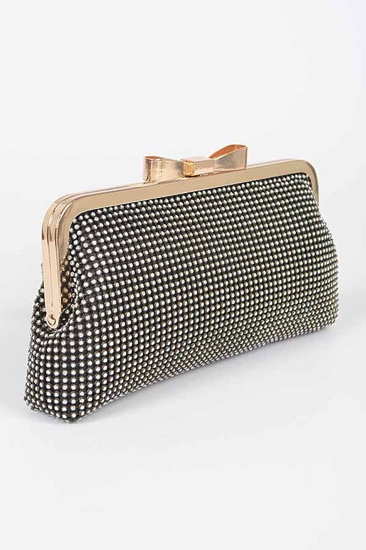 Mesh Rhinestone Soft Evening Clutch Bag