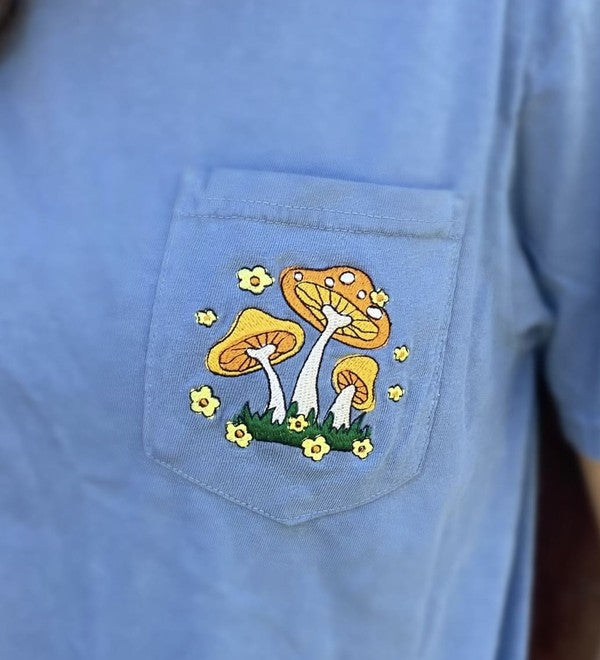 Mushroom Embroidered Pocket Tee