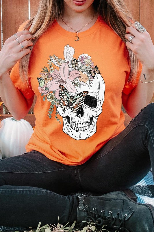 Floral Skull Graphic Tee