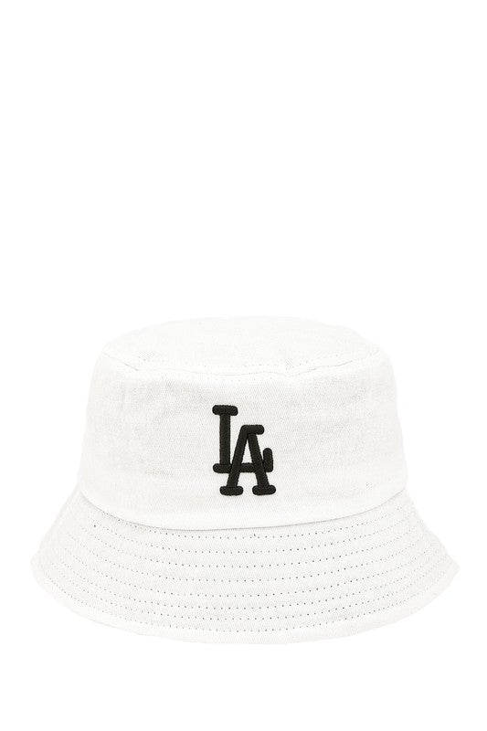 LA 3D White Embroidery Bucket Hat