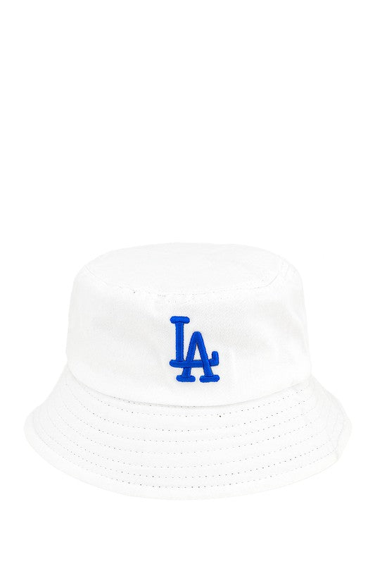 LA 3D White Embroidery Bucket Hat