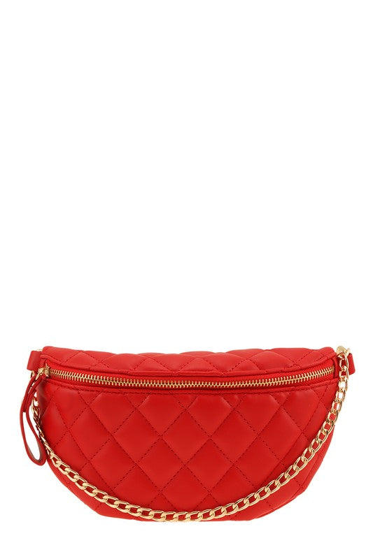Chain Attached Quilted Fanny Bag