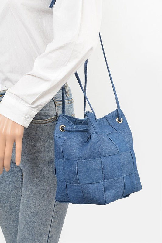 Weaved Denim Crossbody Bag