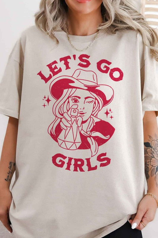 LETS GO GIRLS WESTERN OVERSIZED GRAPHIC TEE