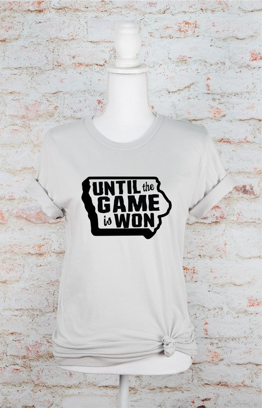 Iowa Until The Game is Won VNeck Graphic Style Tee