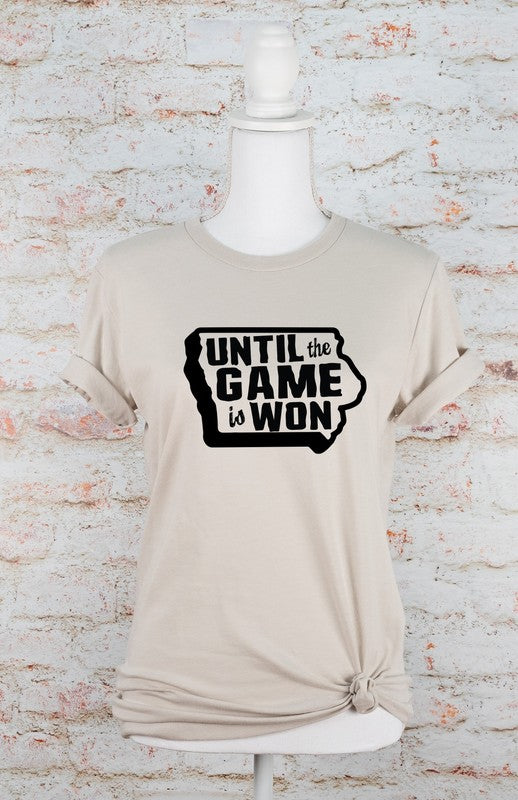 Iowa Until The Game is Won VNeck Graphic Style Tee