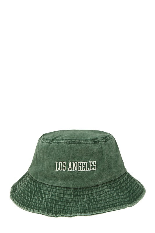 LOS ANGELES Embroidery Pigment Bucket Hat