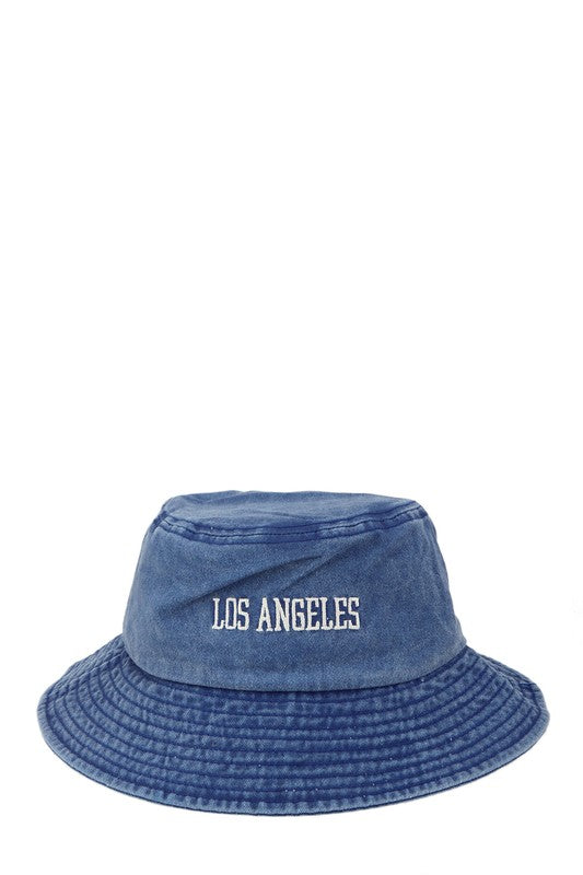 LOS ANGELES Embroidery Pigment Bucket Hat