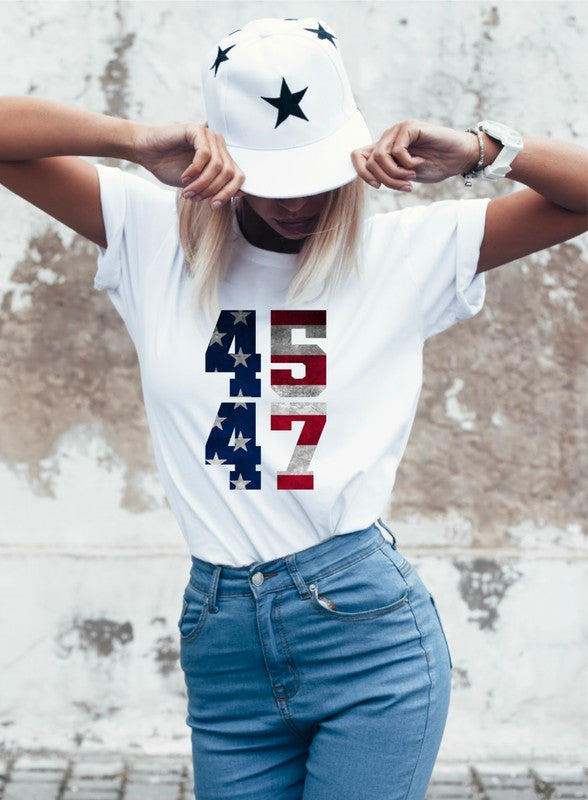 45 47 Trump 2024 America Softstyle Graphic Tee T-Shirt