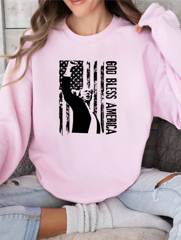 God Bless America Trump Graphic Sweatshirt Plus Size