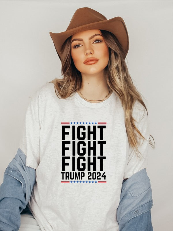 Fight Fight Fight Trump 2024 Softstyle Graphic Plus Size Tee T-Shirt