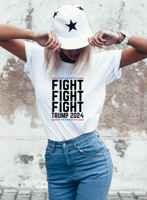 Fight Fight Fight Trump 2024 Softstyle Graphic Tee T-Shirt