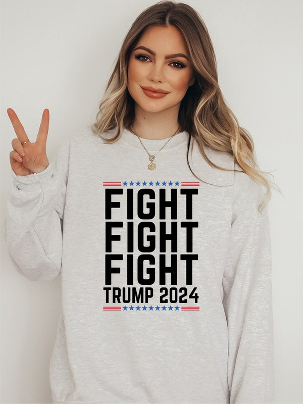 Fight Fight Fight Trump 2024 Graphic Sweatshirt Plus Size