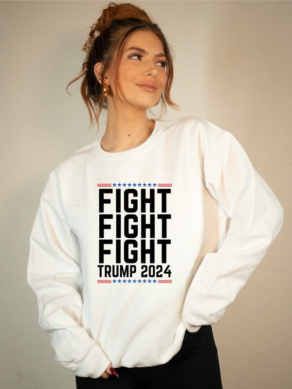 Fight Fight Fight Trump 2024 Graphic Sweatshirt Plus Size