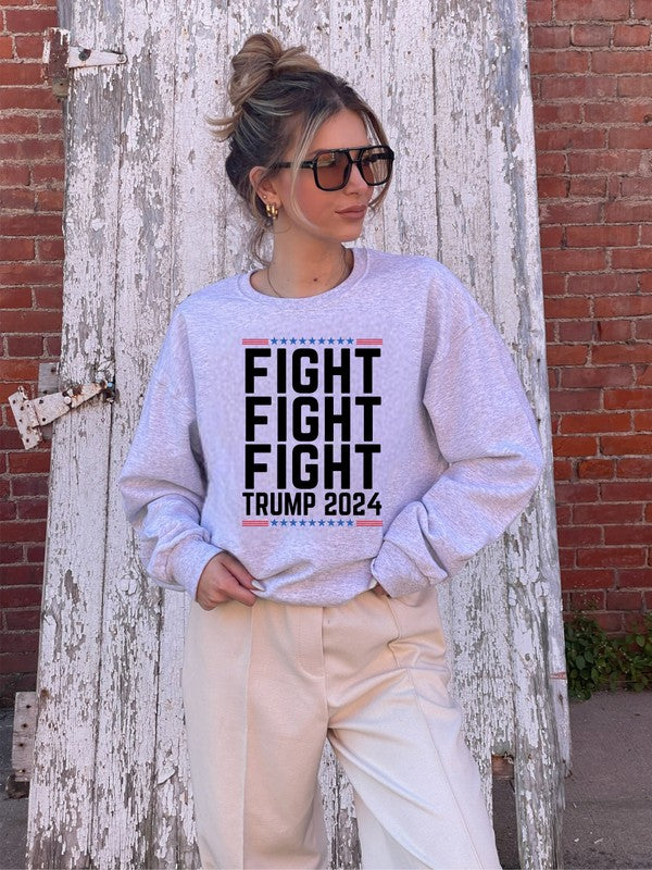 Fight Fight Fight Trump 2024 Graphic Sweatshirt Plus Size