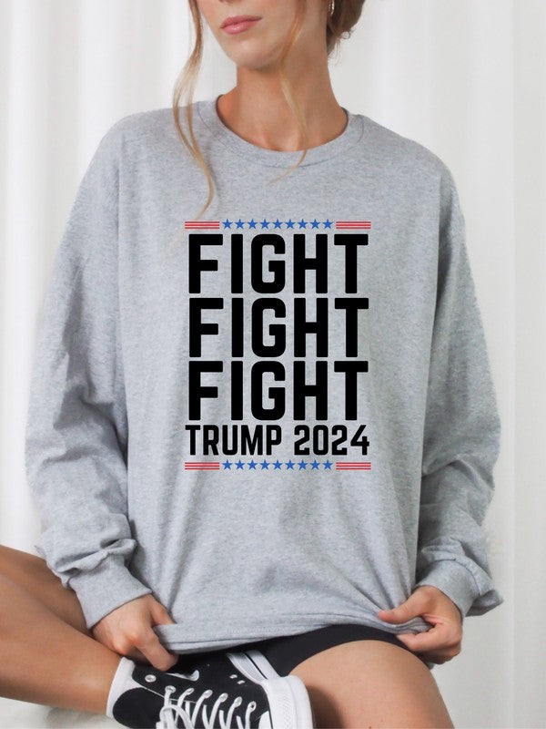 Fight Fight Fight Trump 2024 Graphic Sweatshirt Plus Size