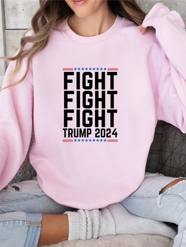 Fight Fight Fight Trump 2024 Graphic Sweatshirt Plus Size