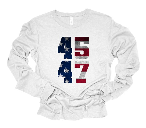 45 47 Trump America Long Sleeve Tee Plus Size T-Shirt