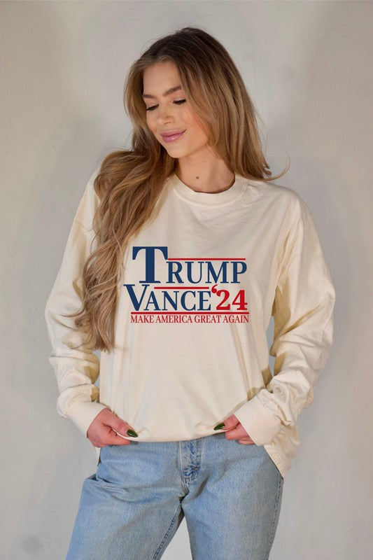 Trump Vance 2024 Graphic Long Sleeve Plus Size Shirt