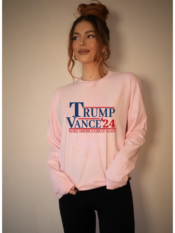 Trump Vance 2024 Graphic Long Sleeve Plus Size Shirt