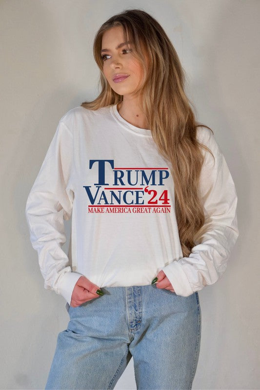 Trump Vance 2024 Graphic Long Sleeve Plus Size Shirt