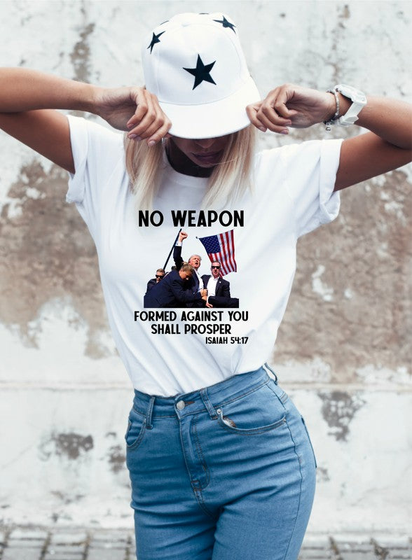 No Weapon Formed Against You Trump Graphic Tee Plus Size T-Shirt