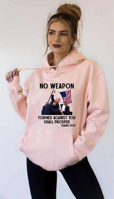 No Weapon Formed Against You Trump Graphic Hoodie Plus Size