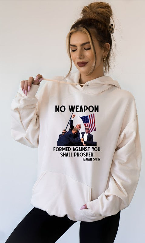 No Weapon Formed Against You Trump Graphic Hoodie Plus Size