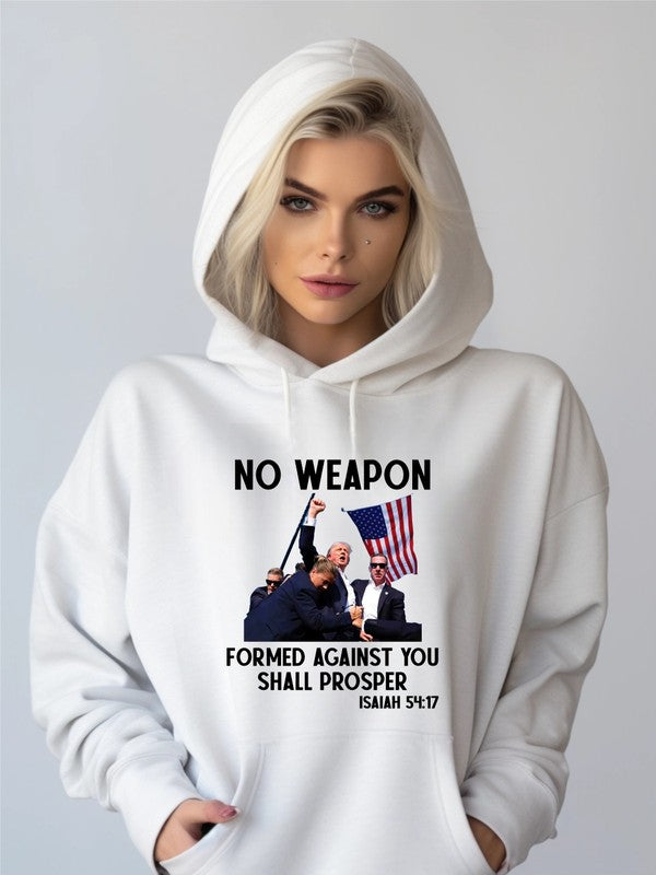 No Weapon Formed Against You Trump Graphic Hoodie Plus Size