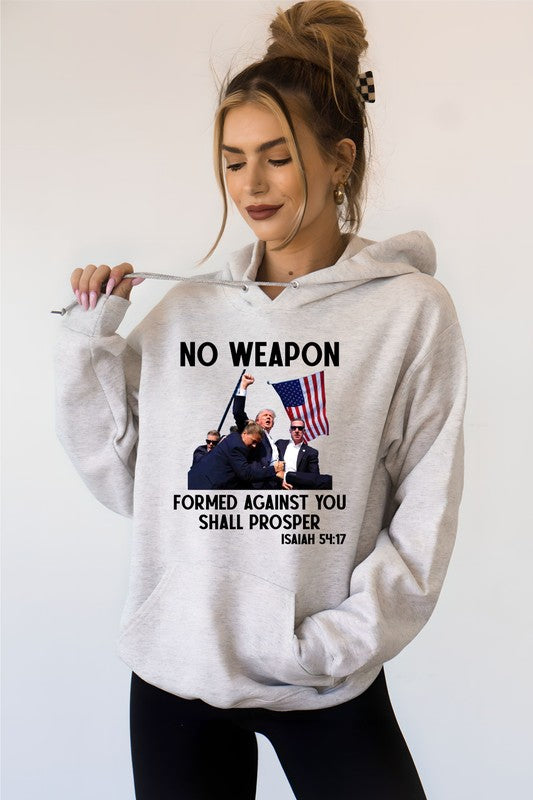 No Weapon Formed Against You Trump Graphic Hoodie Plus Size