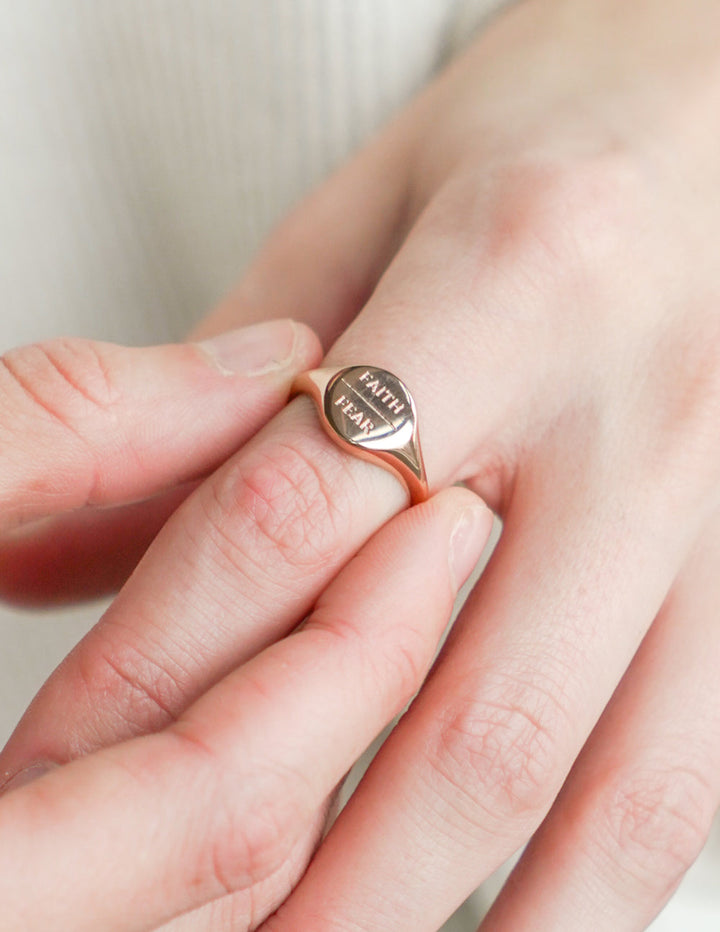 Rose Gold Faith Over Fear Ring