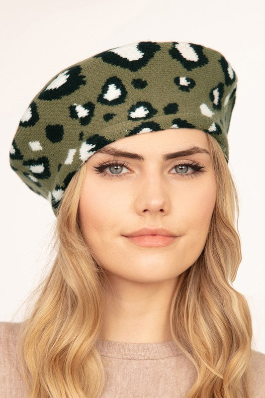 Leopard Stretchy Beret