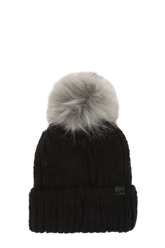 Jewel Knit Cuffed Pom Beanie