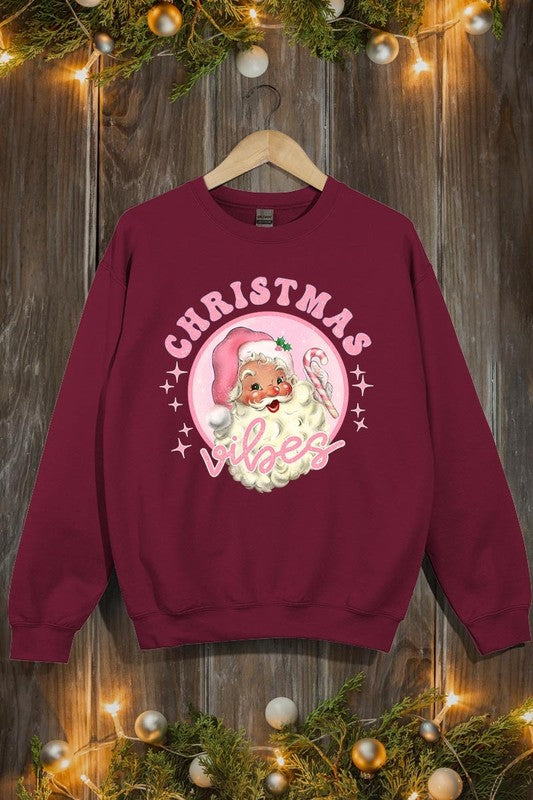 Pink Christmas Vibes Graphic Fleece Sweatshirts