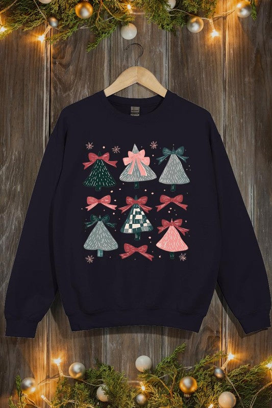 Coquette Christmas Tree Graphic Fleece Sweatshirts