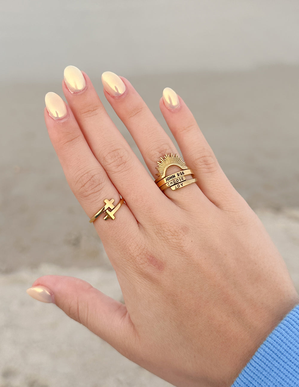 Gold Wrapped Cross Ring