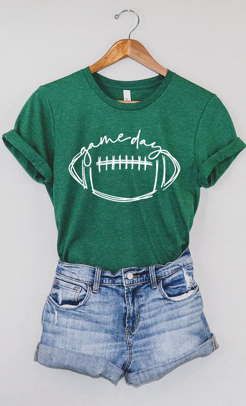 Cursive Football Game Day Graphic Tee T-Shirt