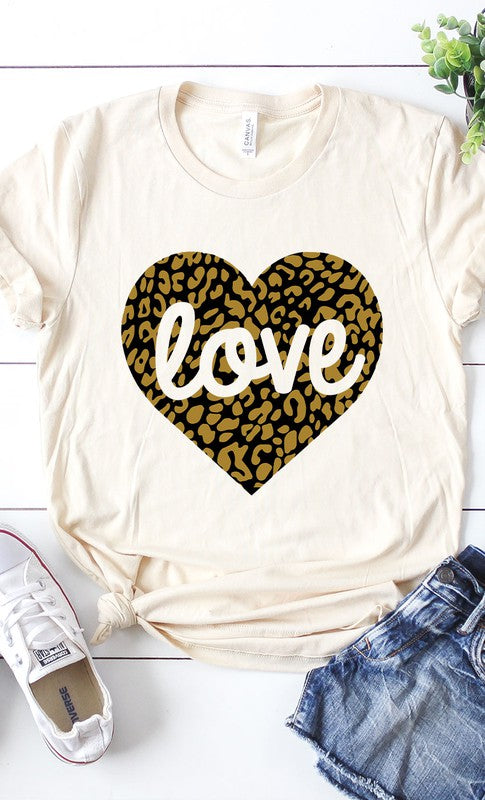 Love Leopard Heart Graphic Tee T-Shirt