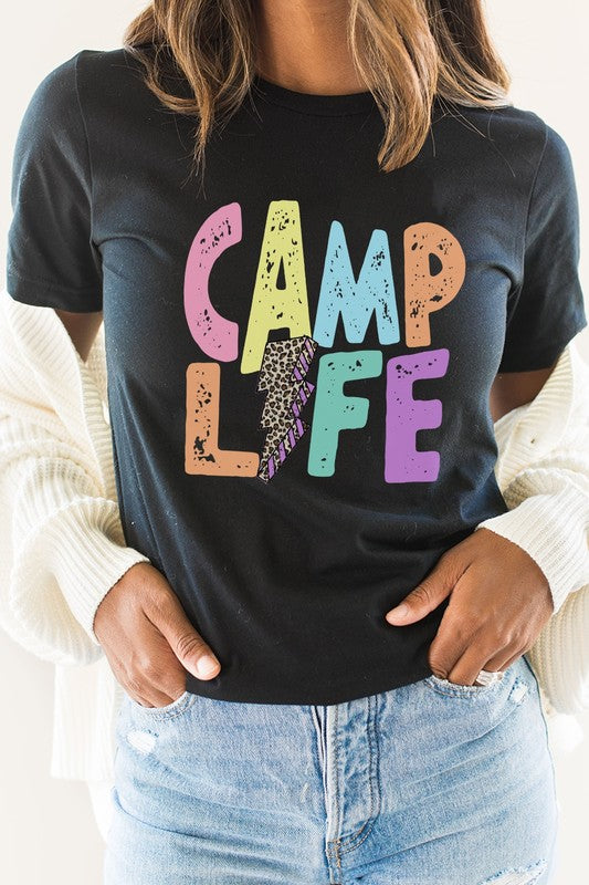 Camp Life Leopard Lightning Bolt Graphic Tee T-Shirt