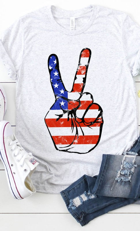 American Peace Sign Graphic Tee T-Shirt