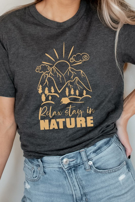 Relax Stay In Nature Mountain Camping Graphic Tee