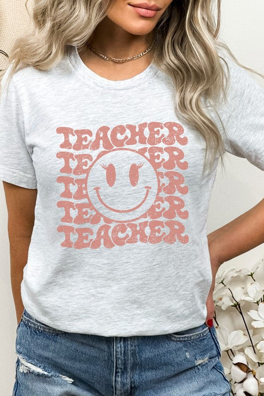 Teacher Lash Smiley Face School Graphic Tee T-Shirt