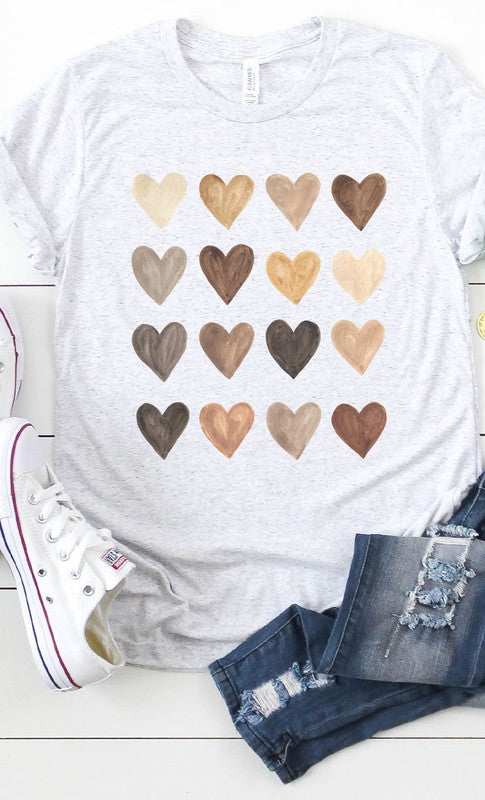 Neutral Heart Grid Graphic Tee T-Shirt