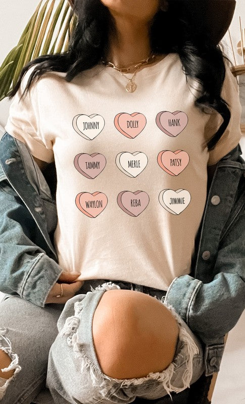 Sweet Hearts Country Singer Valentines Graphic Tee